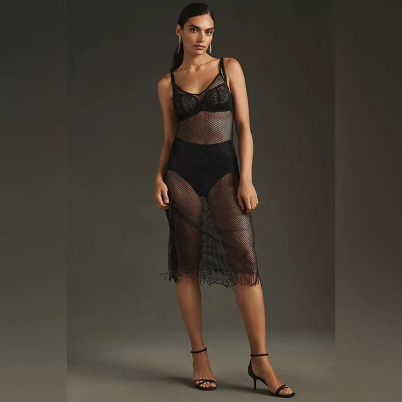 Anthropologie Sexy Fishnet Beaded Dress Size Small & Medium Available - Picture 2 of 10